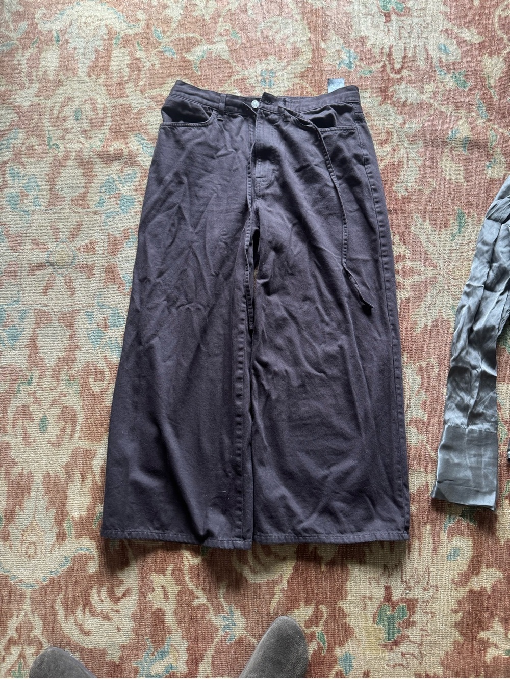COS Wide-Leg  Jeans in Dark Brown with draw string